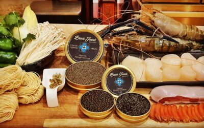 Instant gastronomique autour du caviar et de la boutargue. St Jacques et gambas pour accompagner la